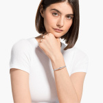 Hyperbola bangle White, Rhodium plated